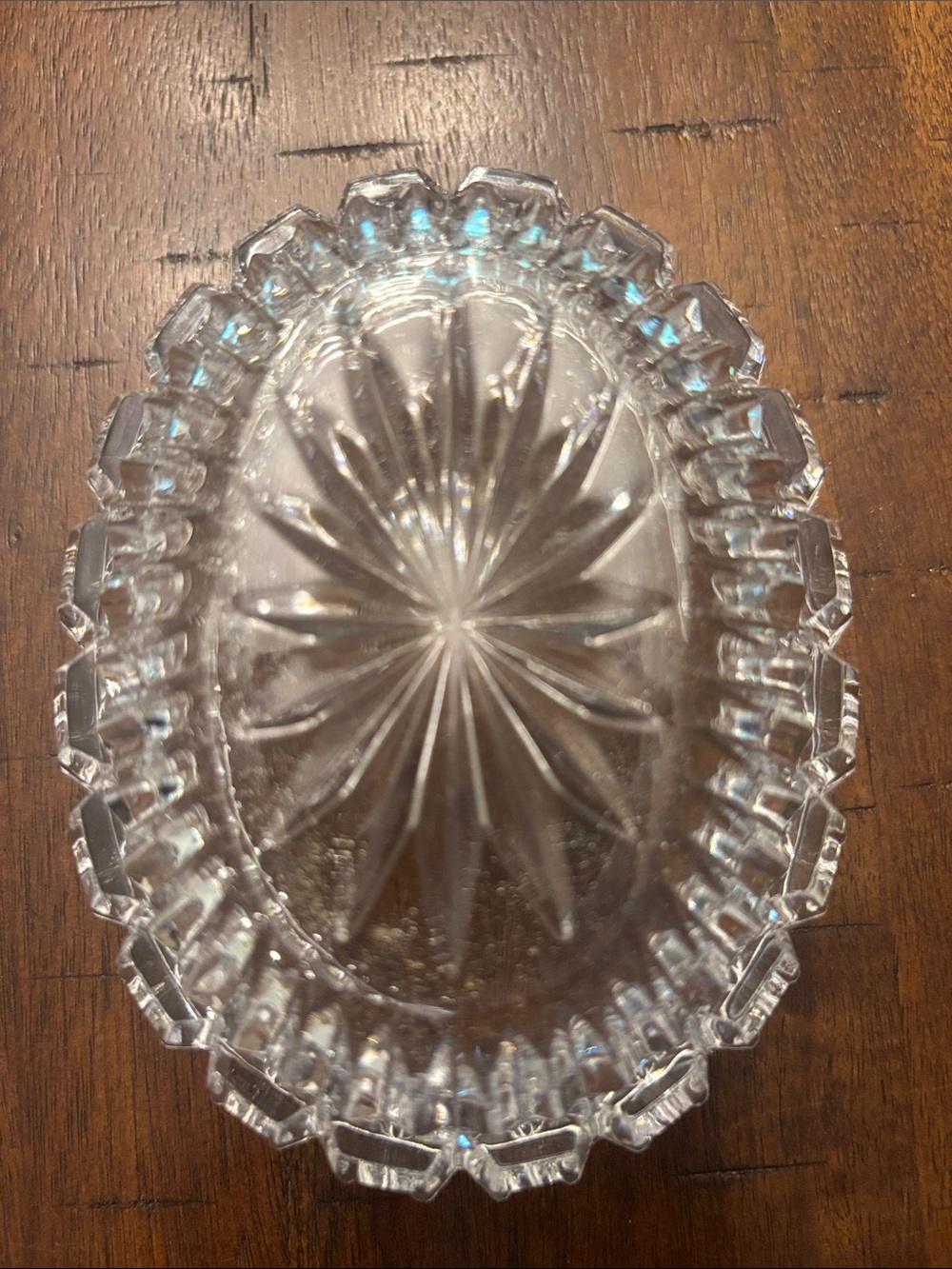 Vintage Cut Glass Covered Candy Dish - Clear Glass Trinket Box - Picture 3 of 3